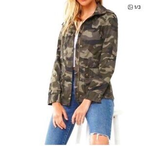 Love Tree Camouflage Cinch Waist Utility Jacket